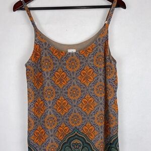 Cabi Taupe Brown Orange Blue Teal Lightweight Lined Cami size Medium EUC